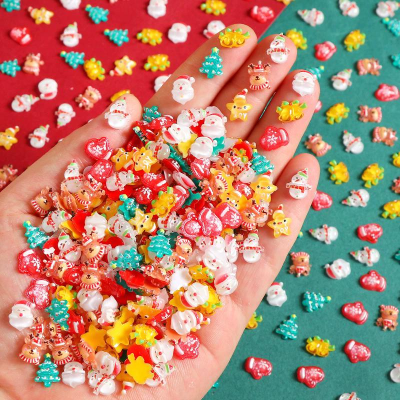 WTEMPO Mini Cute Christmas Resin Accessories Christmas Patterns DIY Crafts Hair Accessories Nail Art Scrapbooking Phone Case Making Accessories,