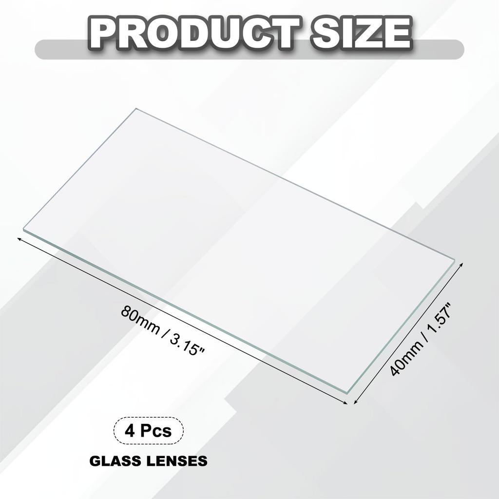 PATIKIL 40x80mm Glass Streak for Clear Optical Glass Smooth Edge High Uniform Thickness Plates, 4-Pack, Microscopes, Slides, Finish, Transparency,