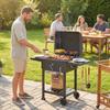 Charcoal BBQ Grill with Adjustable Charcoal Pan, Large Barbecue Grill Smoker with Side Tables, Temperature for Outdoor