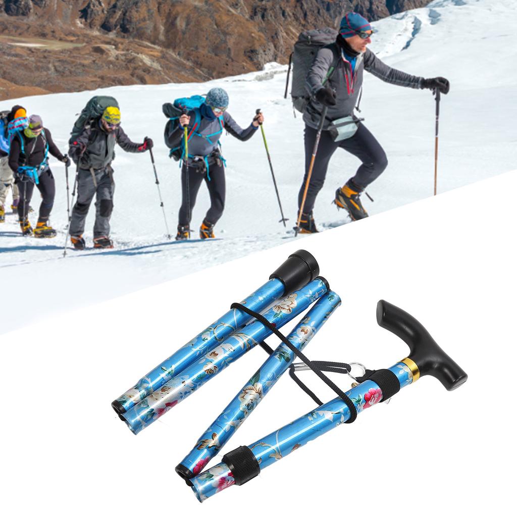 Faltbarer Gehstock 5   Faltbarer Leichter Druck Klettersupport   Höhenverstellbarer Aluminiumstock für Draußen Wandern