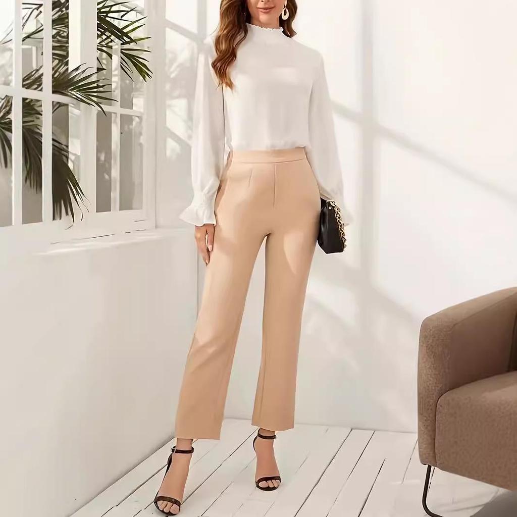 2024 Autumn/Winter Women's White Gathered Elegant Shirt