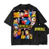 Superhero Anime Invincible Graphic Print Washed Tshirt Men Women New Fashion Oneck Cotton Tee Streetwear Hip Hop Oversized Top