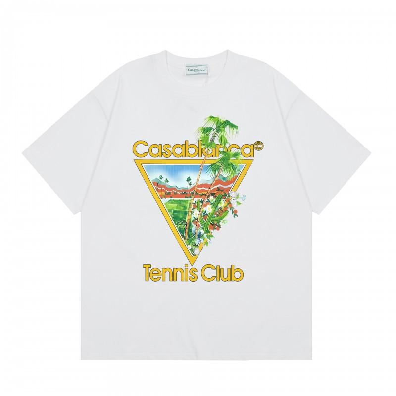 Casablanca Streetwear T-Shirt Men Women Loose Fit Short Sleeve Casual Tee High Street Style
