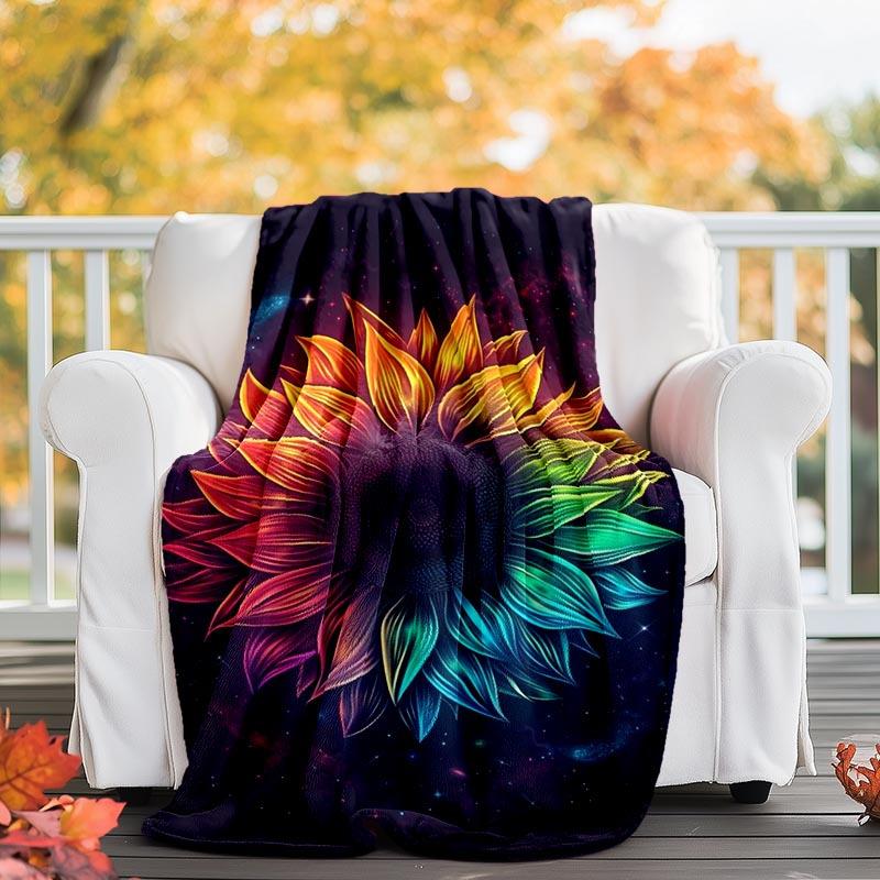 1pc Sunflower Printing Lightweight Flannel Blanket, Comfortable and Warm Blanket, for Camping Sofa Bed and Couch Office, Suitable for Gift Bl