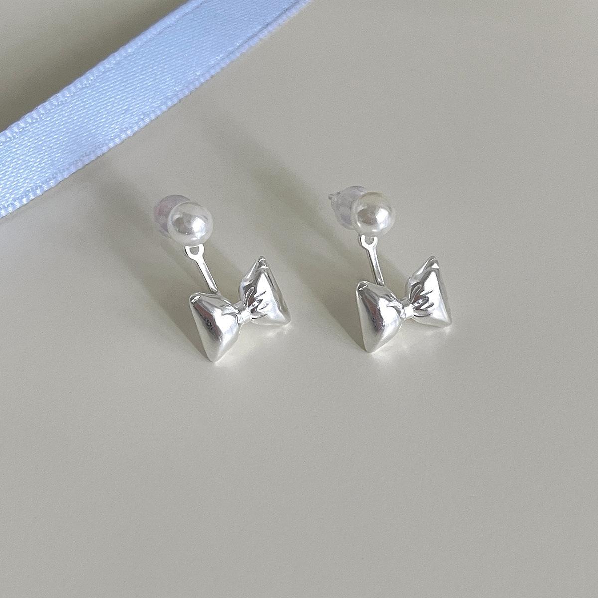 

925 Silver Needle Bow Earrings Women s Small Fragrant Wind Sweet Pearl Earrings Light Luxury Premium Summer Ear Jewelry 925 silver needle