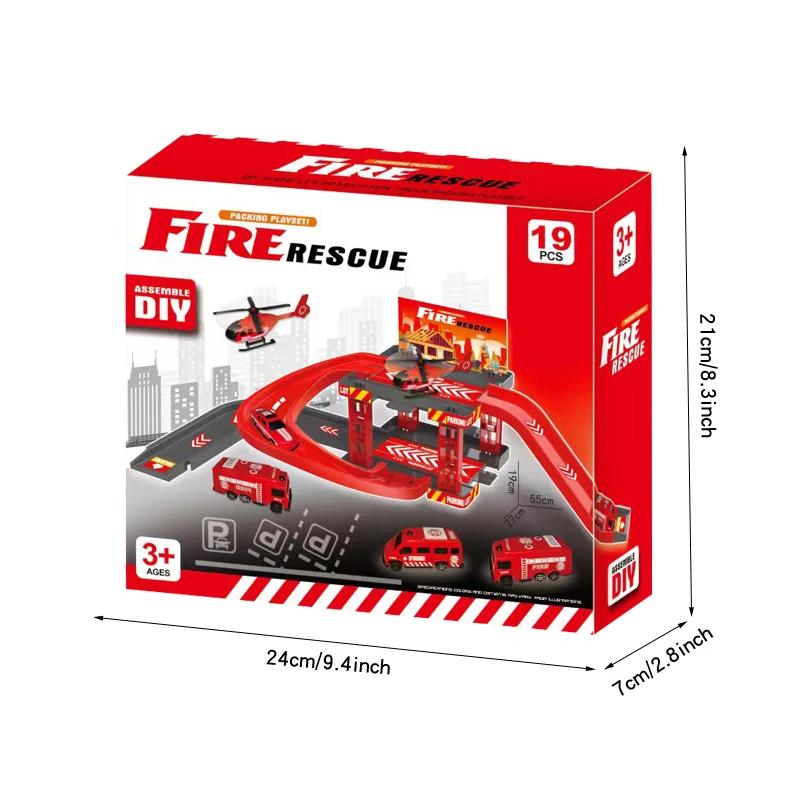Kinder Schienen Parkplatz Spielzeug Dinosaurier Auto Parkhaus Modell Simulation Feuerwehr Polizei Baustellenfahrzeug Spielzeug Jungen Geburtstagsgeschenke