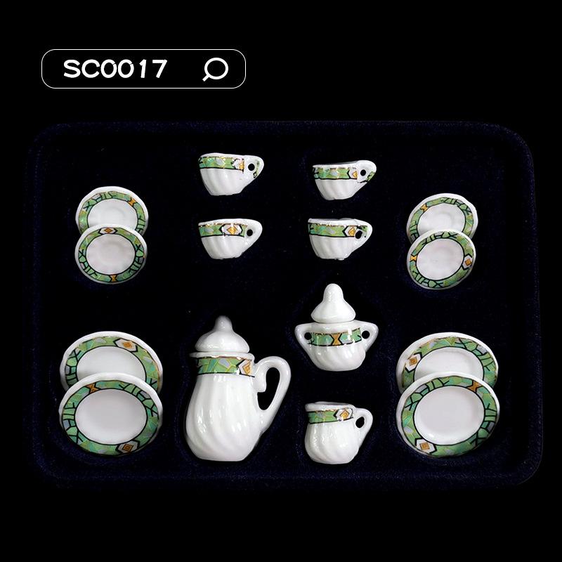 Puppenhauszubehör 1/12 Küche Miniatur 15 Stück Mini Porzellan Blume Teetasse Set Puppenhaus Dekor Simulation Puppenhaus Dekoratives Zubehör