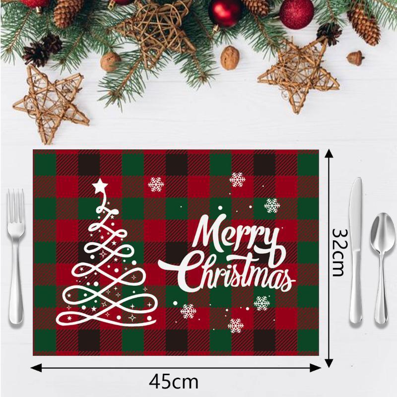 Buffalo Plaid Christmas Placemats, Waterproof Festive Prints For Xmas Table Decoration