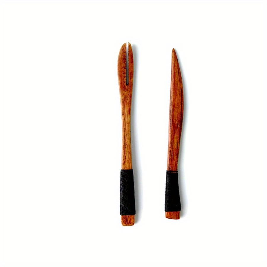 1SET Vysoce kvalitní dřevěný nůž a vidlička -- Vidlička na ovoce Dezert Vidlička Vidlička na dort Dřevěný nůž a vidlička Vidlička na polena Nádobí Kráječ na dorty