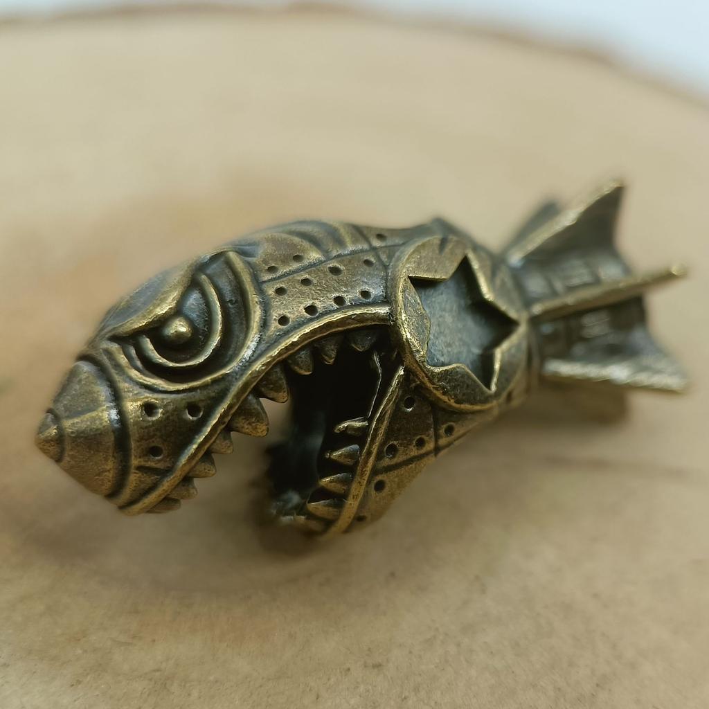 Brass Shark Rocket Warhead Bone DIY Keychain Car Keychain Bag Accessories Interesting Decorations