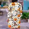 Women Plus Size V Neck Long Sleeve Fitted Straight Hem Dress Halloween Dachshund Printed White