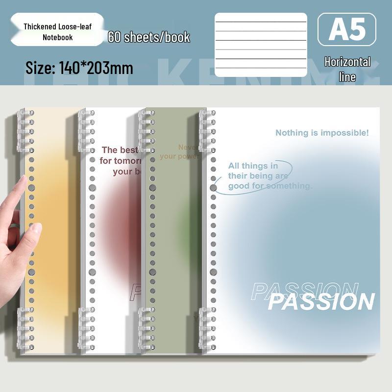 Fresh Color A5 Loose-Leaf Notebook: Horizontal Lines, Removable Pages, Premium Quality, No Hand-Scratching, Ideal for Students.