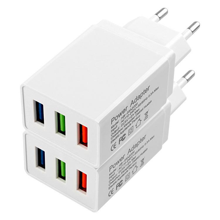 5v2a 3 Port USB Wall EU/AU/UK Plug Convertor Power Adapter Charger Compatible with Two Feet Charging Cube Brick Box Base Head