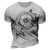 Vintage Compass T Shirt Men 3d Print Navigation Compass Men's Crew Neck Short Sleeve Oversized Tops Tee Shirt Homme 6xl Camiseta