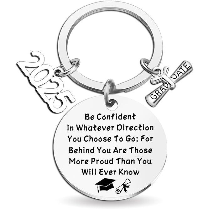 Class of 2025 Graduation Gift Stainless Steel Keychain Send To Students Graduation Keychain Stainless Steel Keychain for Backpack Bag Pendant 3*3CM