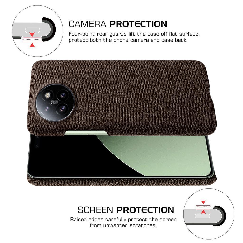 For Xiaomi Civi 4 Pro 5G/14 Civi 5G Shockproof Case Solid Color Fabric Cloth+PC Phone Cover