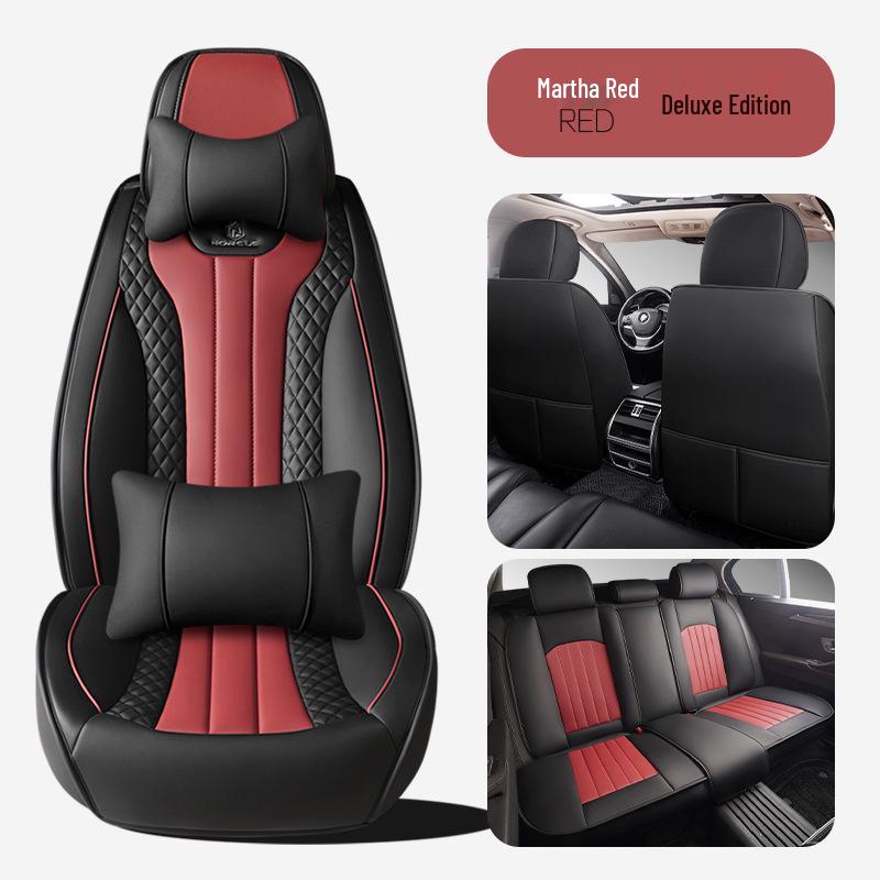 2024 Universal Full Surround Leather Car Seat Cushion Mat - All-Season Fit for Small Cars