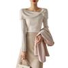 "2024 Autumn Women's Elegant French Bowknot Off-Shoulder Sweater"