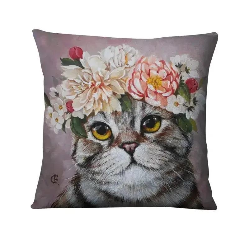 Cat Pattern Decorative Pillowcase Cushion Pillowcase Bedding Decor