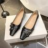 Fashion Shoes Woman Comfortable And Elegant Oxfords Buckle Strap Female Footwear Shallow Mouth Slip-on Square Toe Leather New Dress Slip