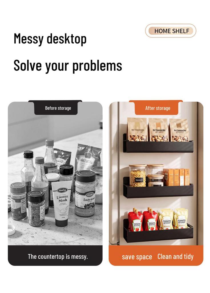 Magnetic Kitchen Storage Rack for Refrigerator, Microwave, or Washing Machine - No-Drill Wall-Mounted Spice Organizer