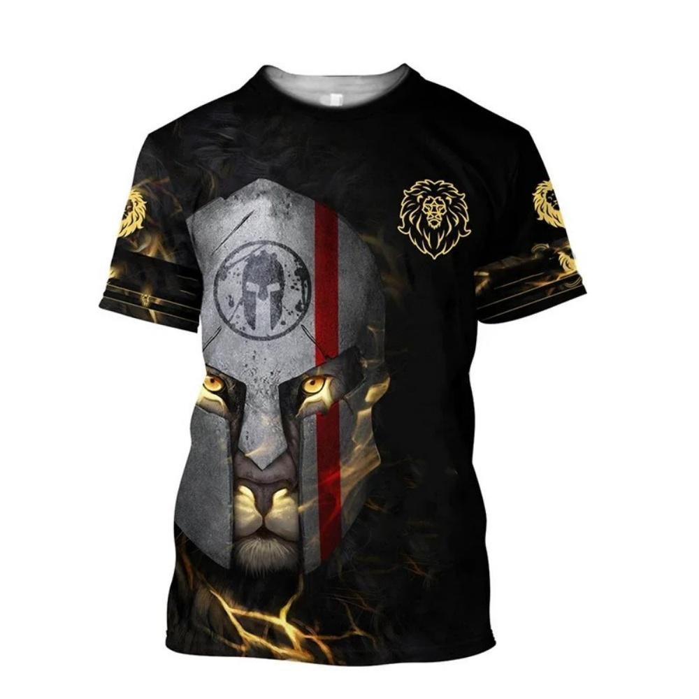 Summer Men's T-Shirt Christ Jesus Cross Lion 3D Print Tees Top Hip Hop Loose Short Sleeve Streetwear Vintage Oversized Women T-shirt