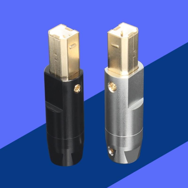 Aluminum Alloy Gold-Plated USB B-Type Plug Connector Housing 6mm Hole for Repairing Printer Data Cables