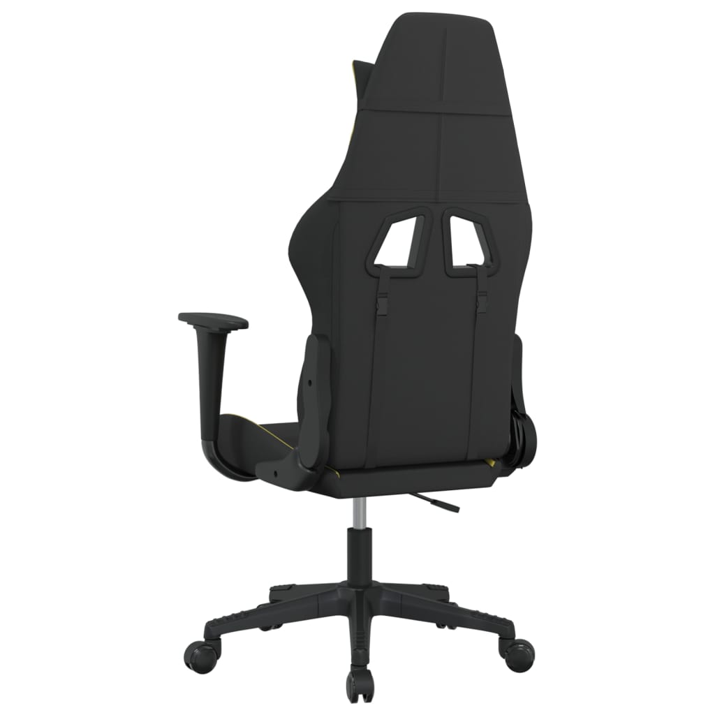 Gaming Chair with Massage Function Black and Light Green Fabric