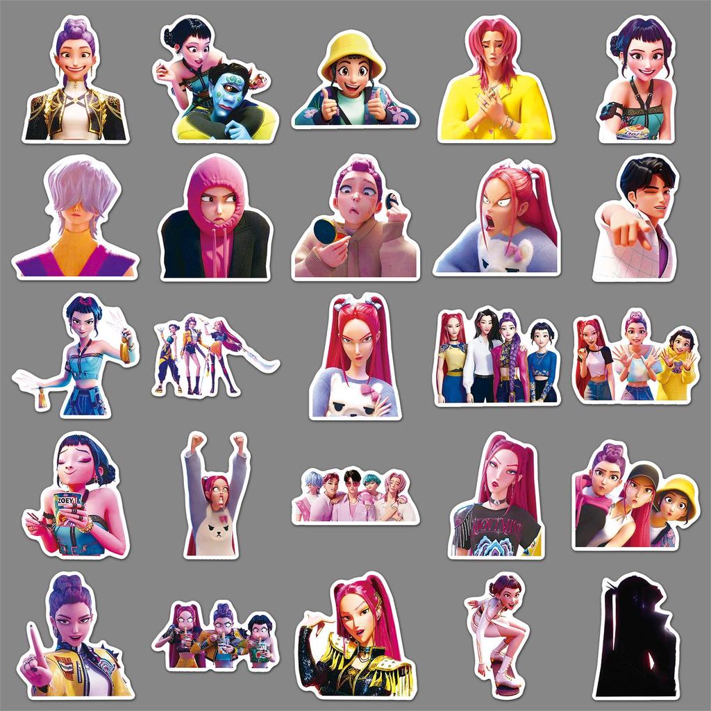 Demon Hunters KPOP Movie Stickers - 50 Waterproof Decorative Sheets
