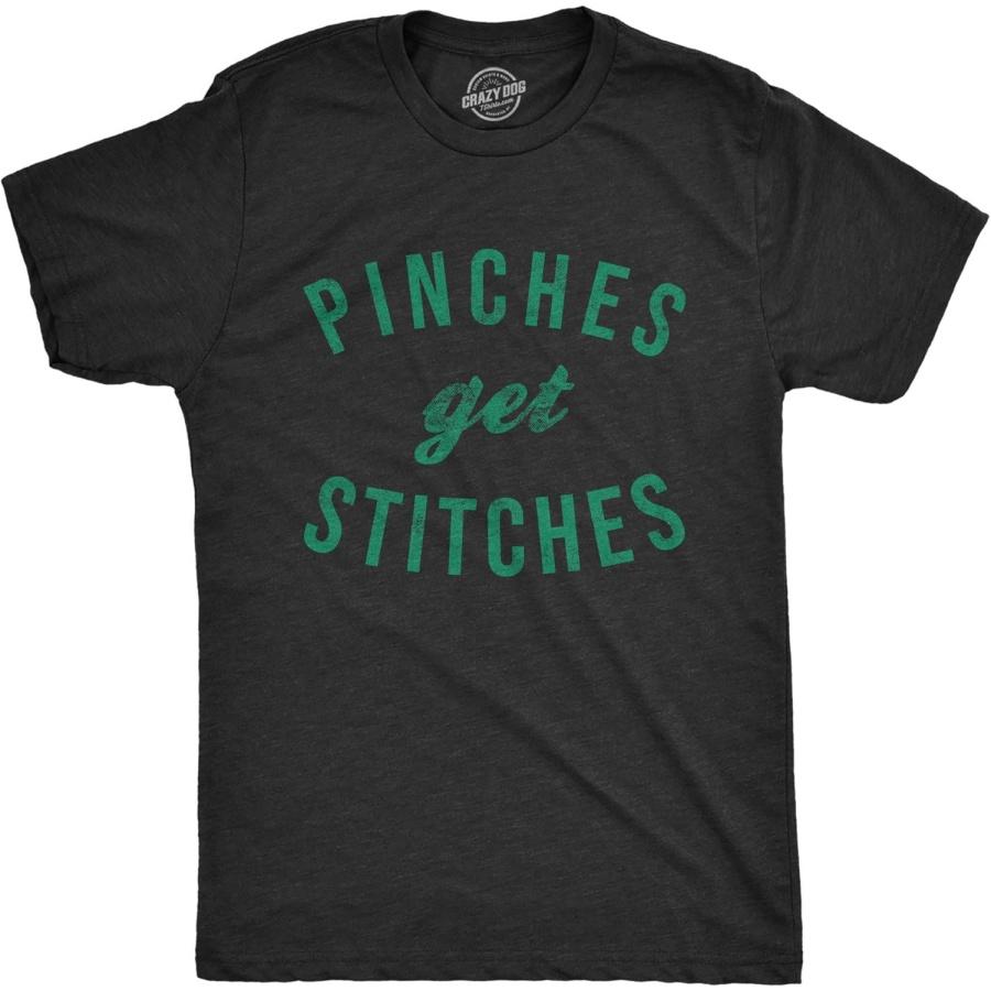 Crazy Dog Tshirts Mens Pinches Get Stitches T Shirt Funny Saint Patricks Day Novelty Patty Tee XXXXXL разноцветный