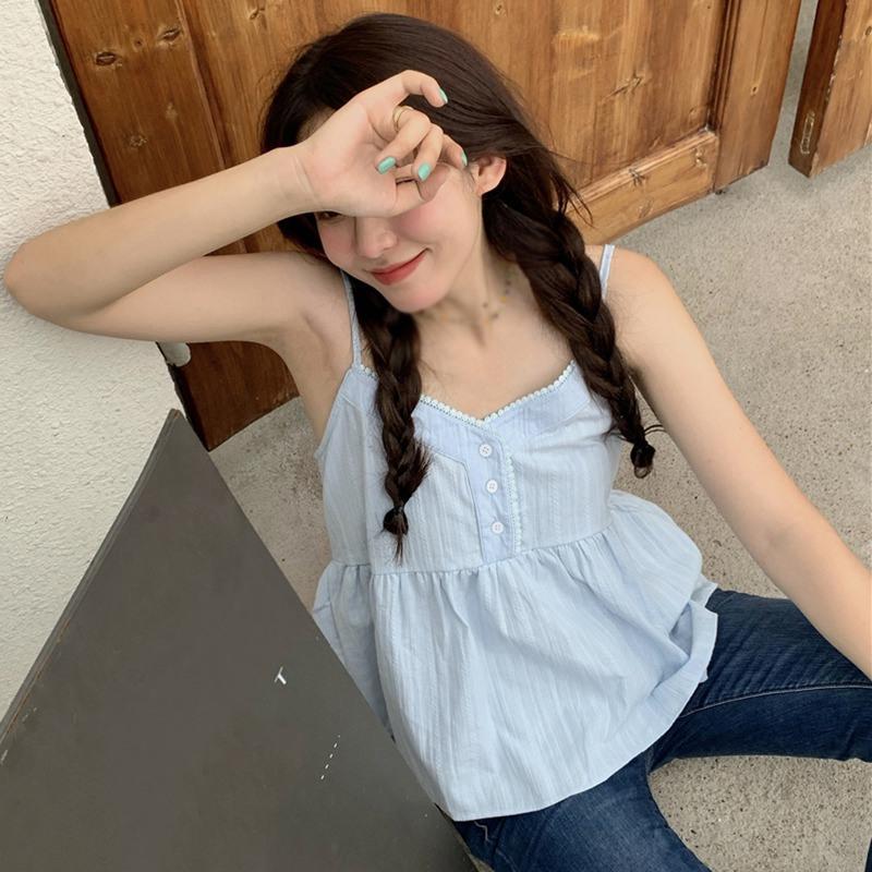 

Женский однотонный кружевной повседневный хлопковый топ с v-образным вырезом