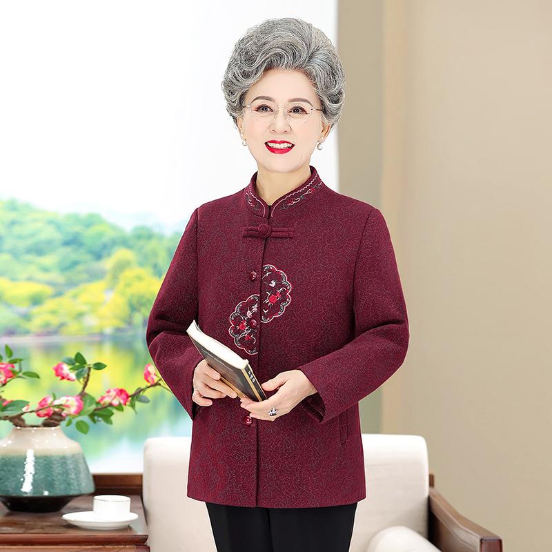 Spring Women's Coat Year Old 0 Old Lady Clothes Stand-up Collar Top