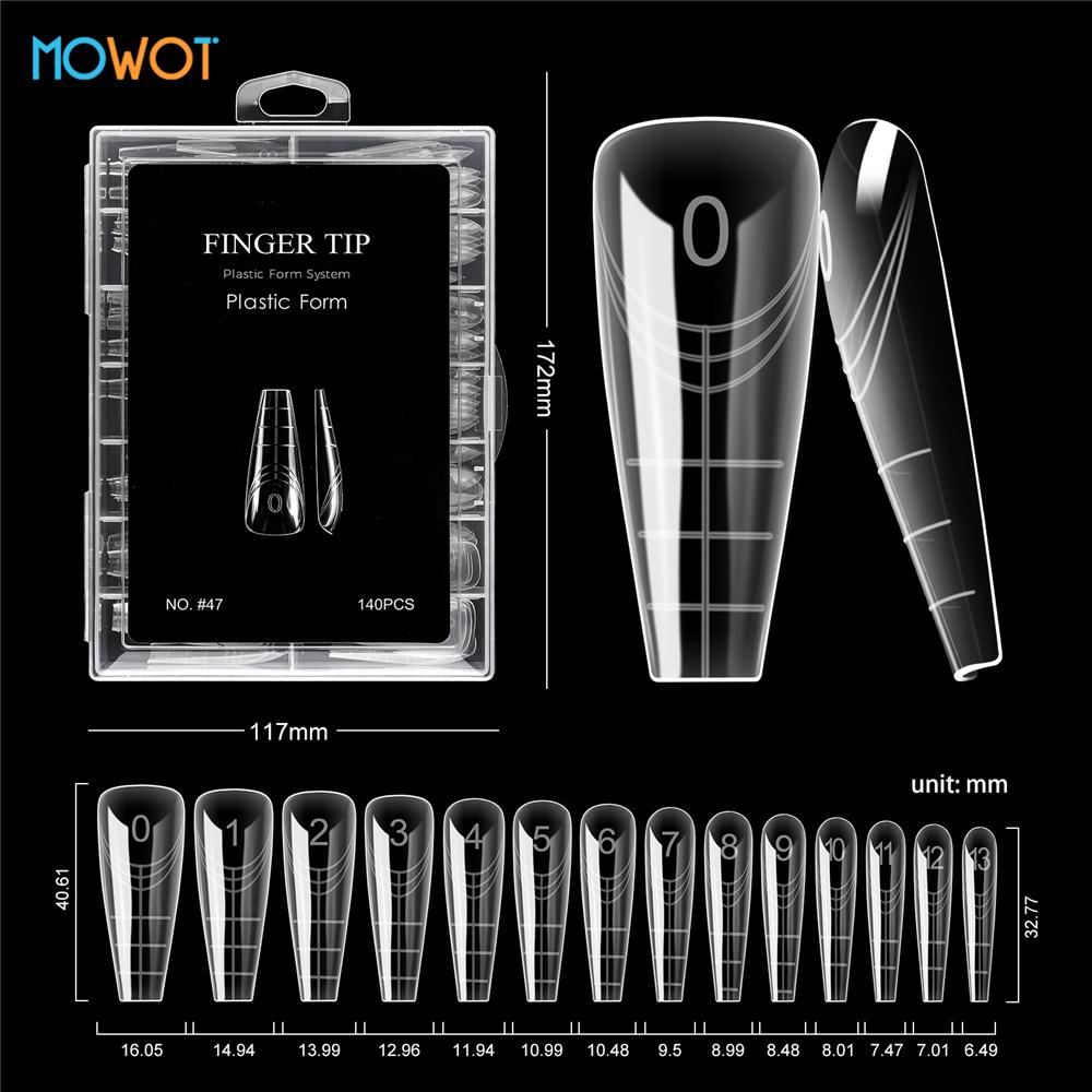 MOWOT 70pcs/140pcs Dual Nails Forms for Poly Nail Gel Full Cover Nail Extension Quick Building Gel Molds Acrylic Nail Top Forms