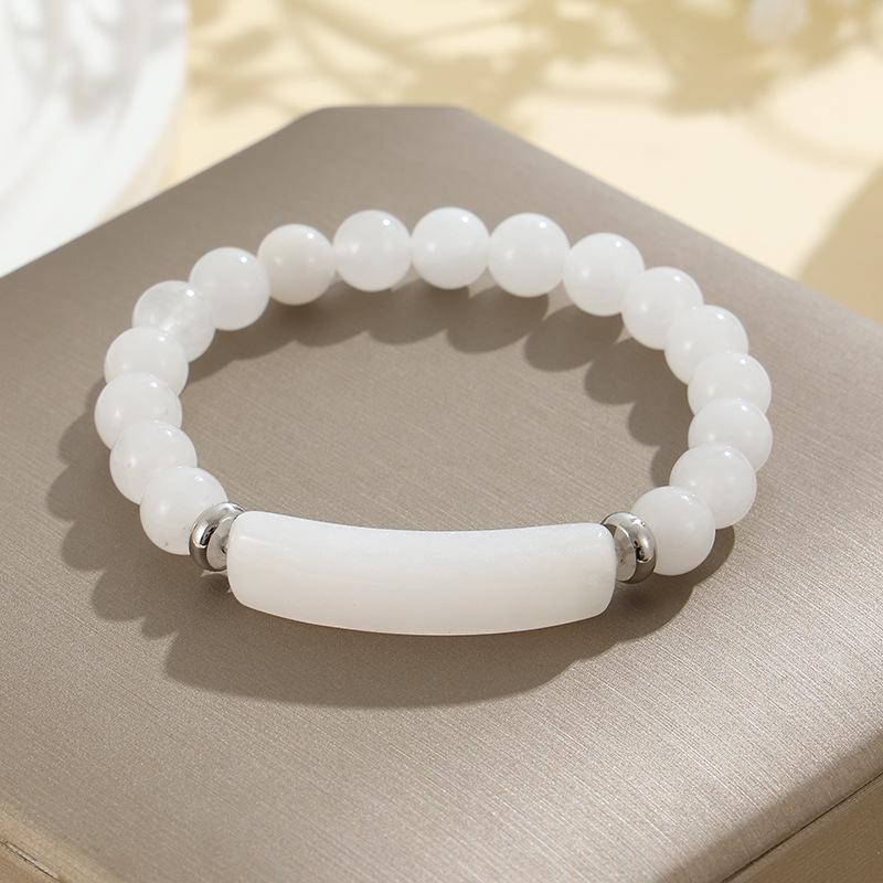 8mm Green Aventurine and Pink Crystal Handmade Bead Bracelet with Curved Tube Design