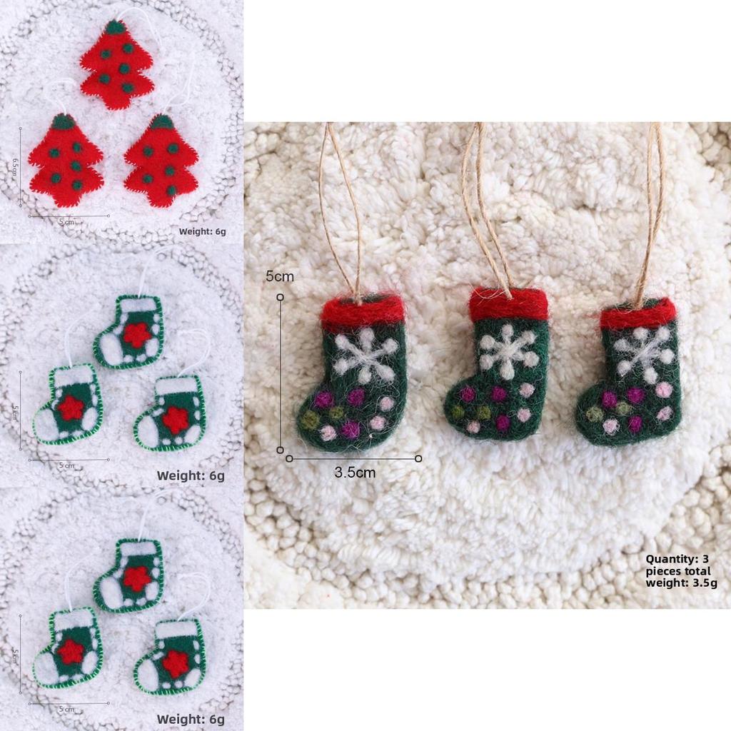 Christmas Tree Wool Felt Ornaments With Cartoon Design For Holiday Decor