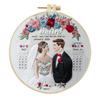 1pc Wedding Photo Valentine's Day Blue Embroidery DIY Fabric Kit with Tools Included
