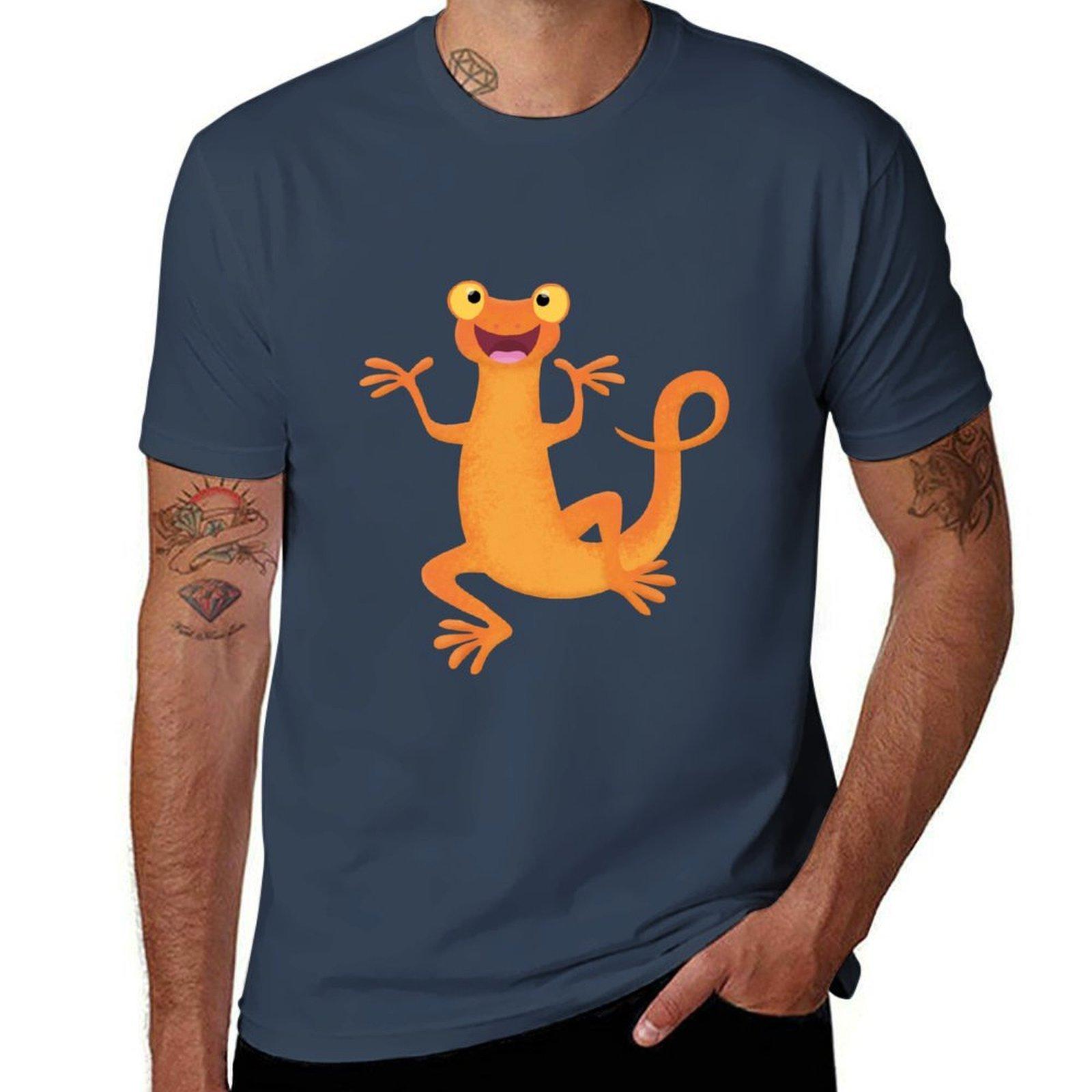 Cute Happy Dancing Orange Newt Cartoon Tshirt Plus Size Nonshrink Tshirt S