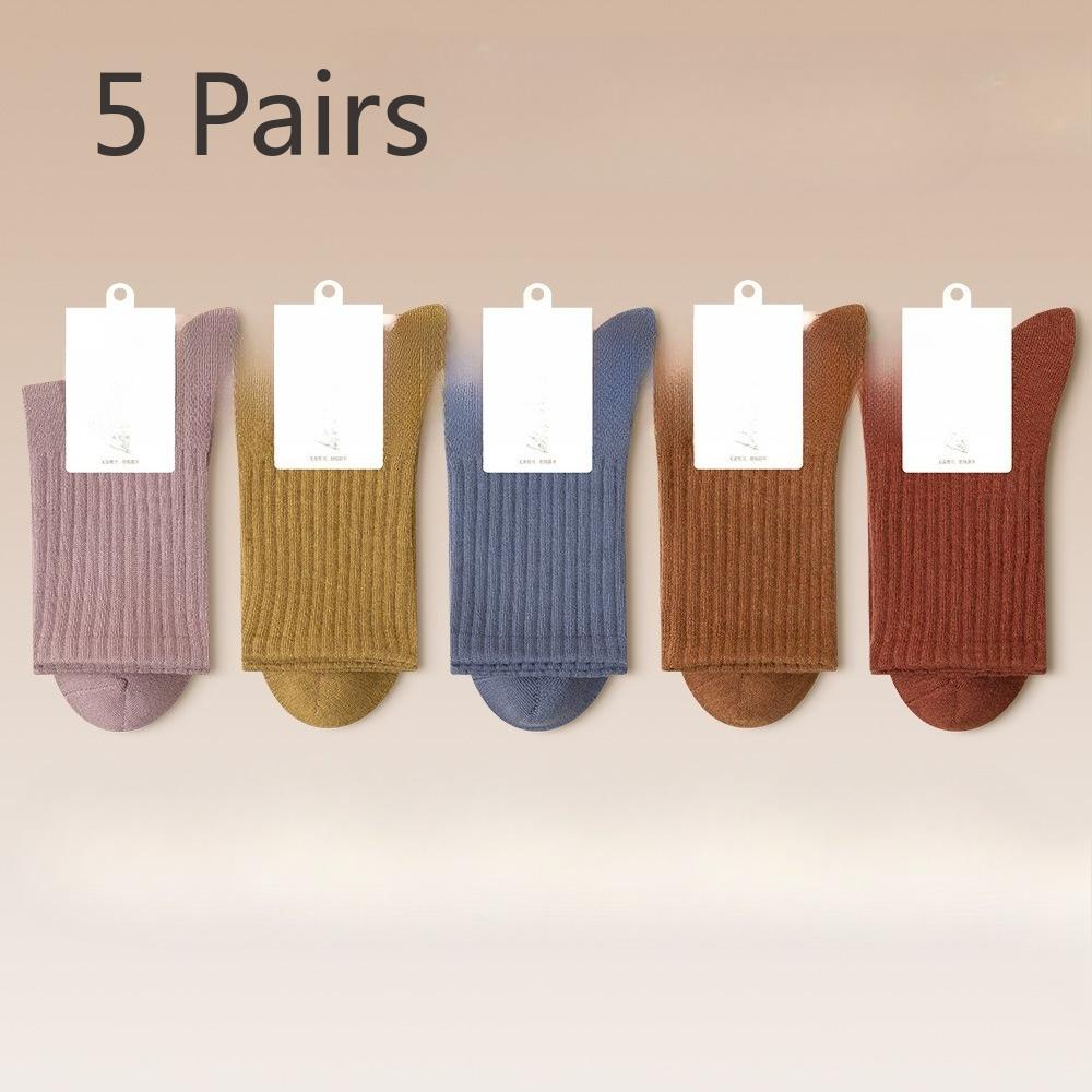 

5 пар женских осенне-зимних новых толстых носков-гольфов из чистого хлопка с антибактериальной прокладкой, дышащих 5 Pairs