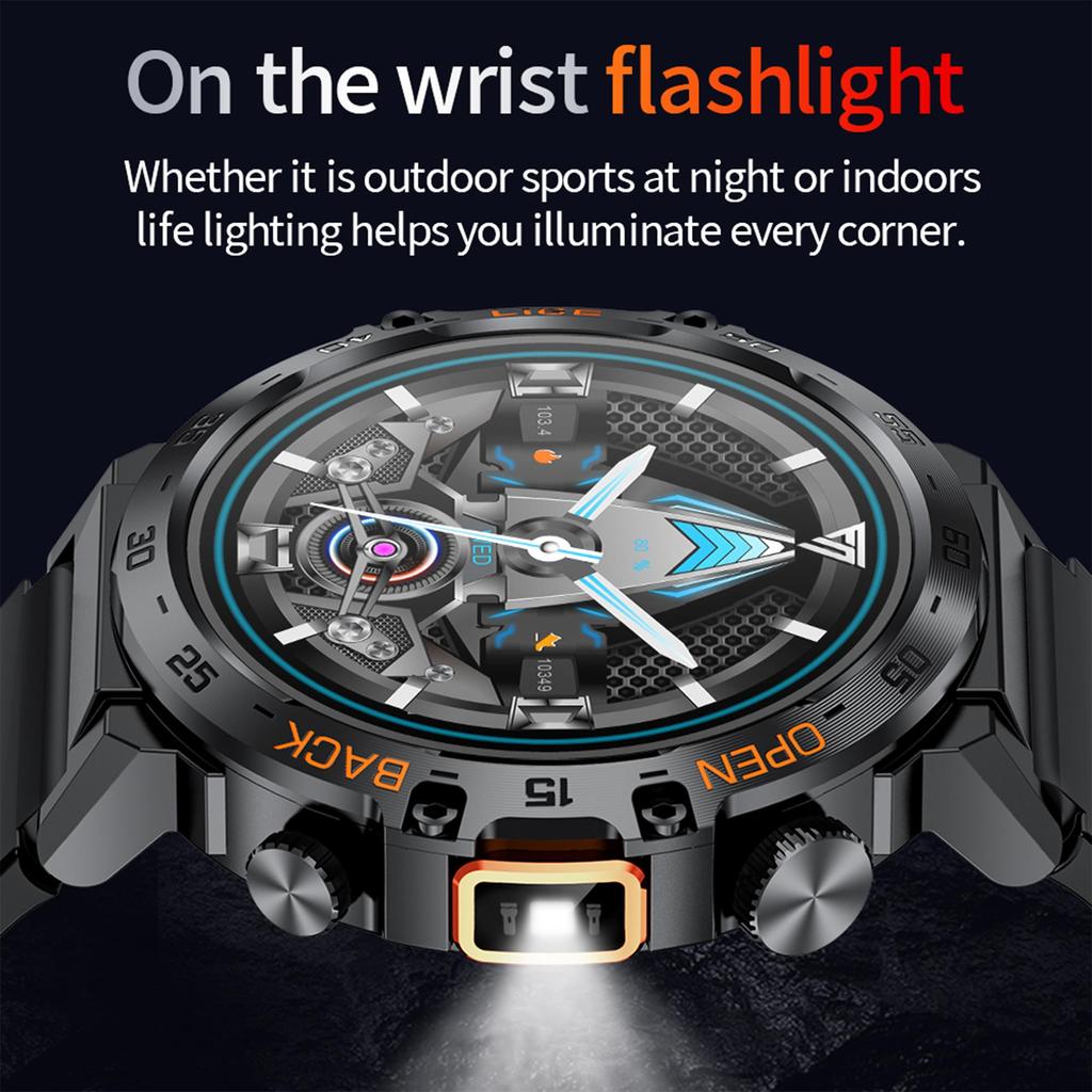 LIGE New LED Lighting Smart Watch 1.53inch HD Round Screen Bluetooth Call Men Smartwatches