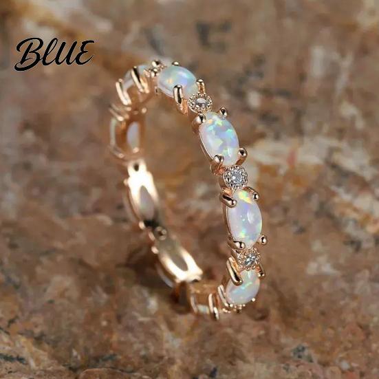Eternal Faux Opal Glow Ring Imitation Radiant Oval Infinite Love