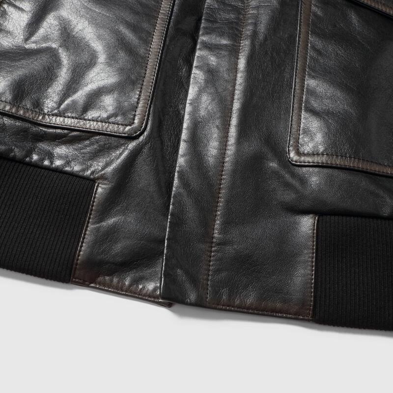 FIRS Men's Top Layer Cowhide Leather Lapel Jacket