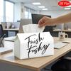 1pc Tissue Box, 2D Flat, Printed On Both Sides, Easy White Background with Black Text Style 24, Made from Durable Fabric for Use In Kitchen, Living Ro