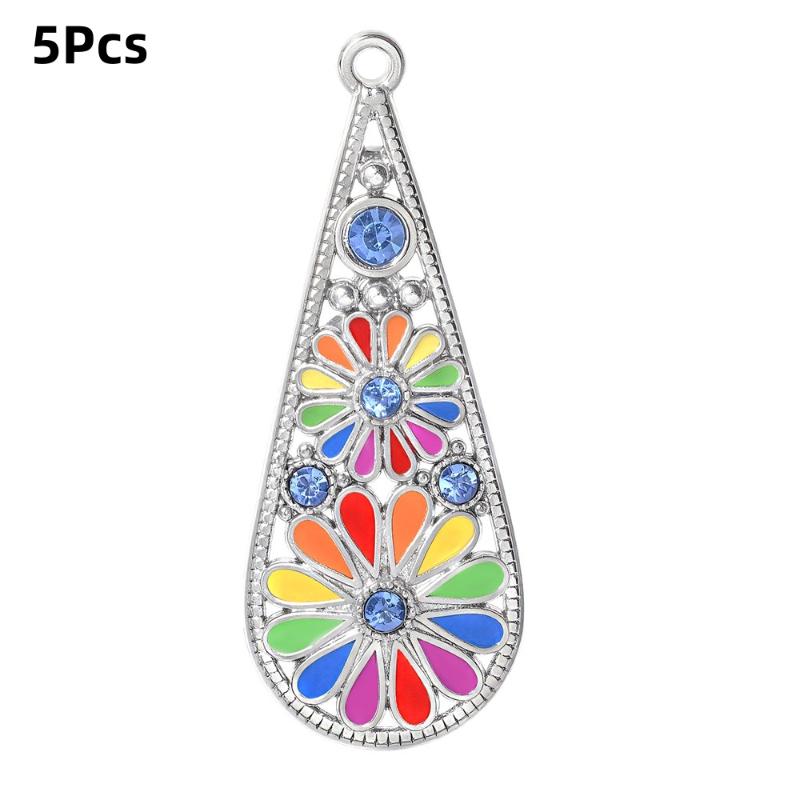 5Pcs Bohemia Enameling Teardrop Pendants For Women Diy Earrings Necklaces Pendants Charms Making Jewelry Accessories