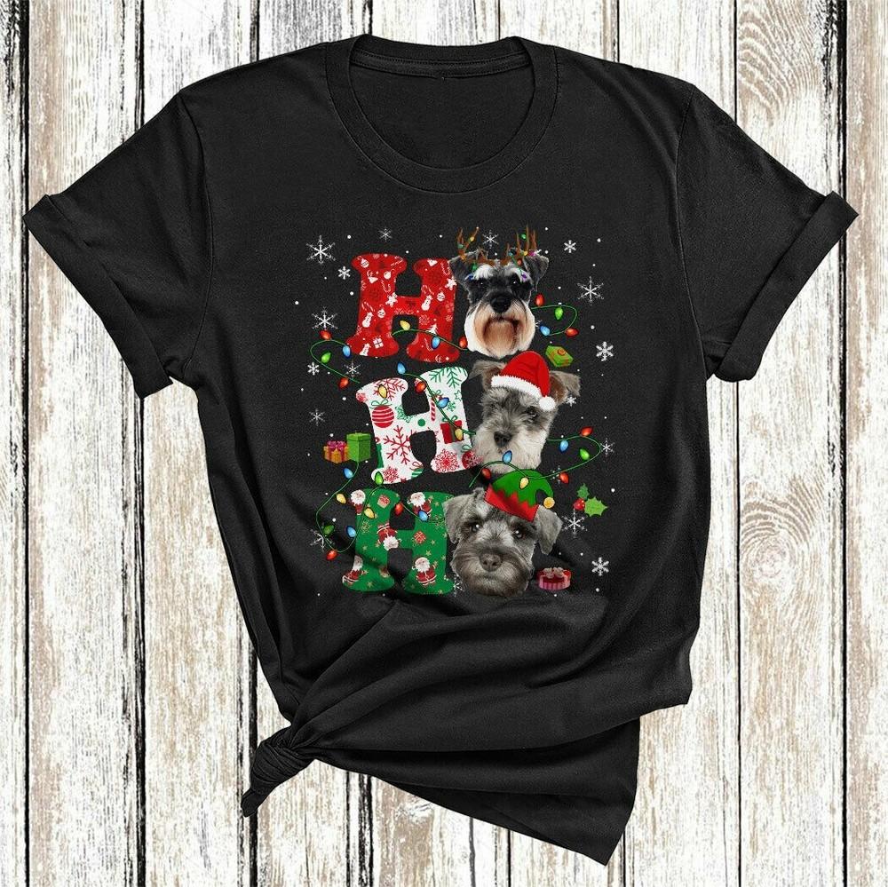 Ho Ho Ho Funny Christmas Lights Santa Reindeer  Black All size Shirt D1074 Unisex T-Shirt XXXXL