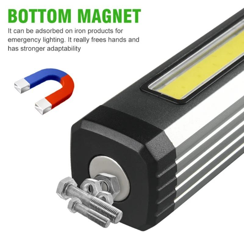 Car LED Strong Light Flashlight Portable Magnet Camping Torch 90 ° Rotatable Head Multifunctional Folding Handheld Work Lights