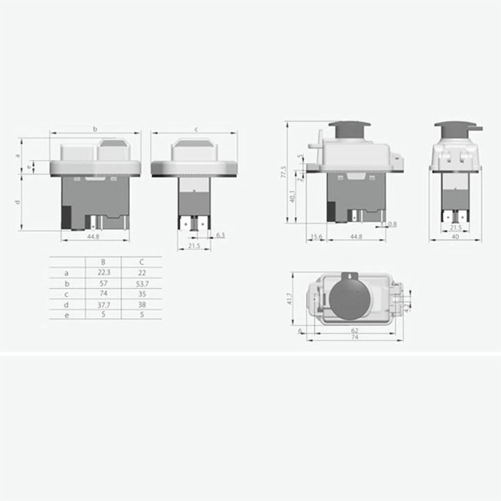Industrial Grade 5 Pin Button Device Electromagnetic Switch 250V 16A Button Switch Guards Against Load & Low Voltage