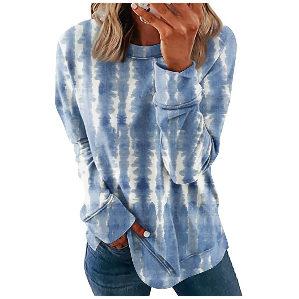 Long Sleeve Shirts For Women Cute Print Graphic Tees Blouses Casual Plus Size Basic Tops Pullover