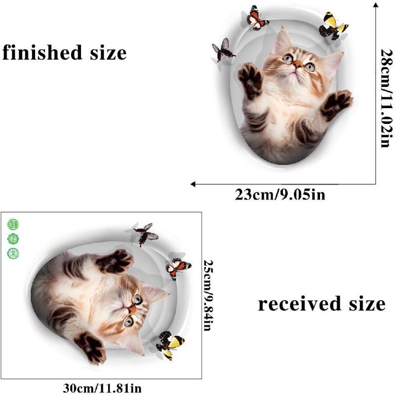 

3D Cartoon Vivid Cat Toilet Stickers, Cute Animal Dog Squirrel Toilet Stickers, Bathroom Decoration, Waterproof Stickers 20*30cm