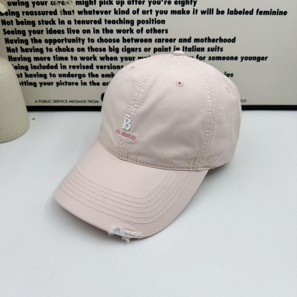American Retro Edged Baseball Cap Women's Soft Top Letter B Embroidered Cap Showing Face Small Versatile Sun Hat Men