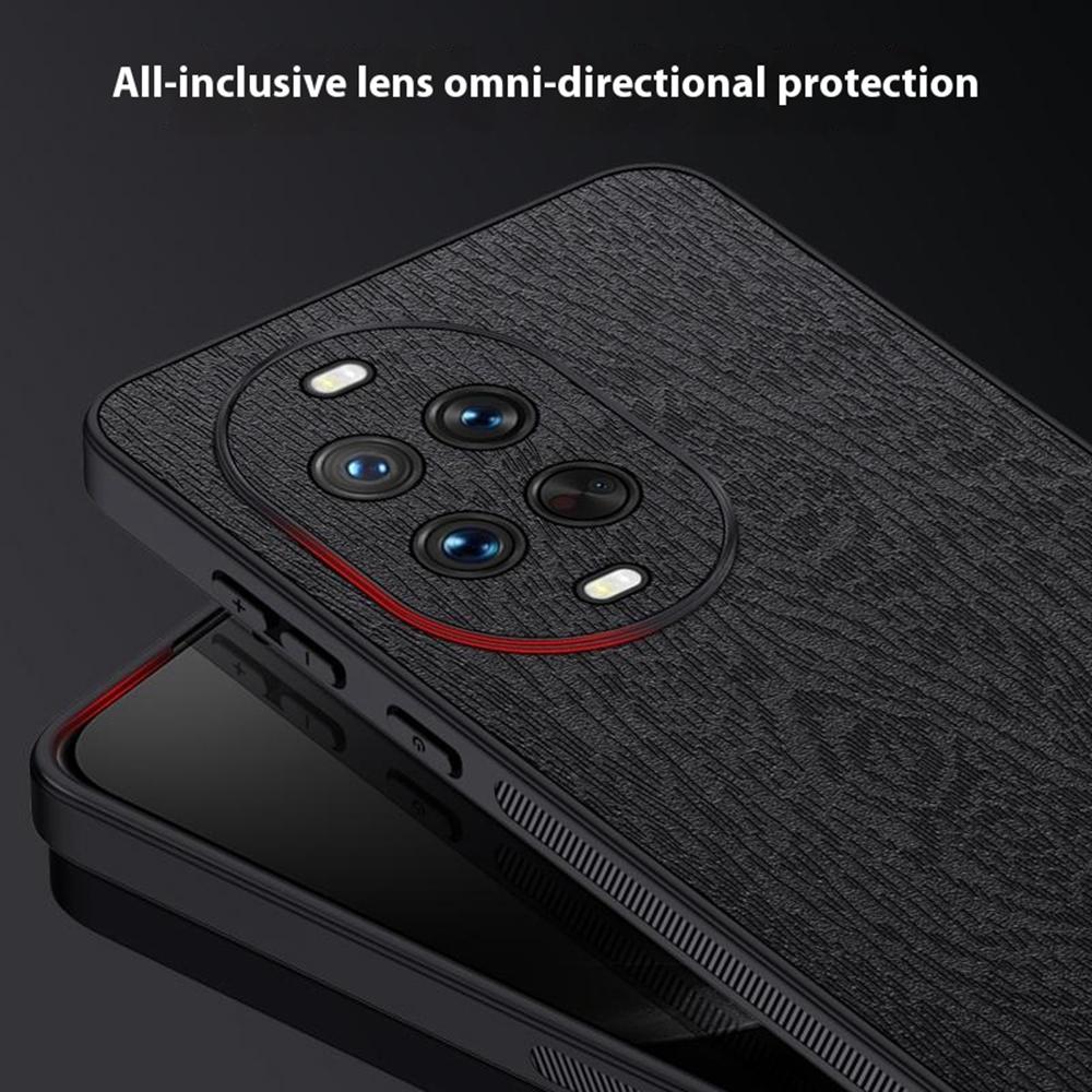 For Huawei Nova 14 Pro 5G Case Wood Texture PU Leather Coated PC TPU Phone Cover